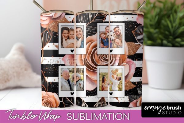 Flowers Photo Frame Tumbler Wrap Sublimation Add Photo Photo Cheap