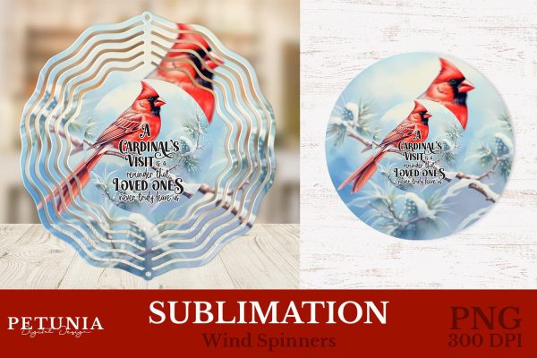 Cardinal Wind Spinner | Christmas Wind Spinner Sublimation Design Online now