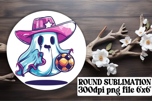 Sweet Pink Ghost Halloween Round Design Sublimation Keychain Cheap