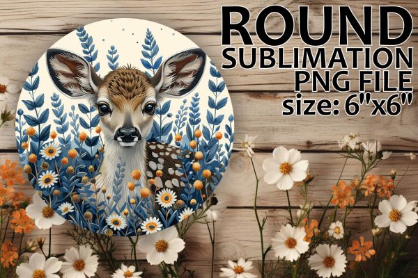 Floral Deer Round Keychain and Ornament Design Online