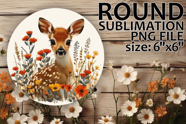 Round Circle Sublimation with Deer Floral Pattern Supply
