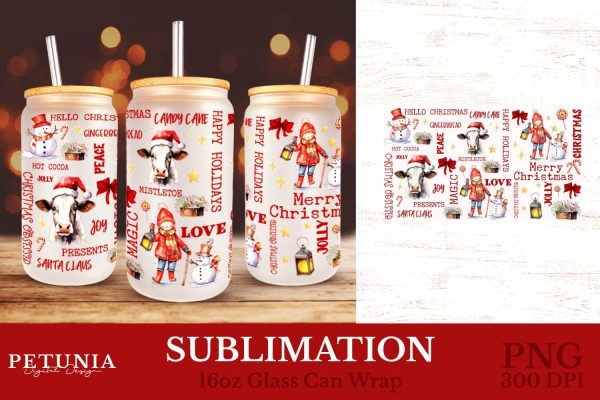 Christmas Glass Can Wrap | 16oz glass Can Wraps For Cheap