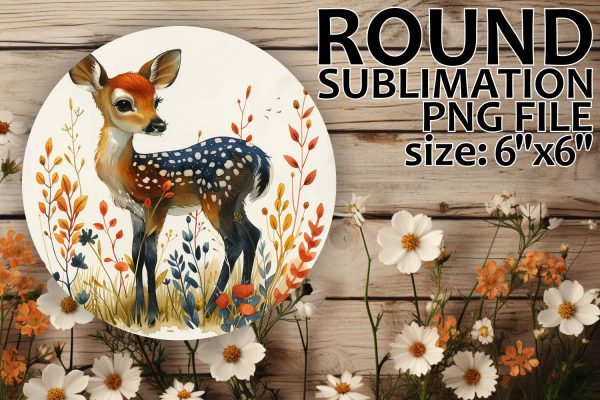 Deer and Flowers Round Circle Design for Keychains Hot on Sale