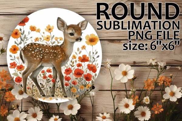 Deer with Flowers Circle Design for Keychains Online Hot Sale