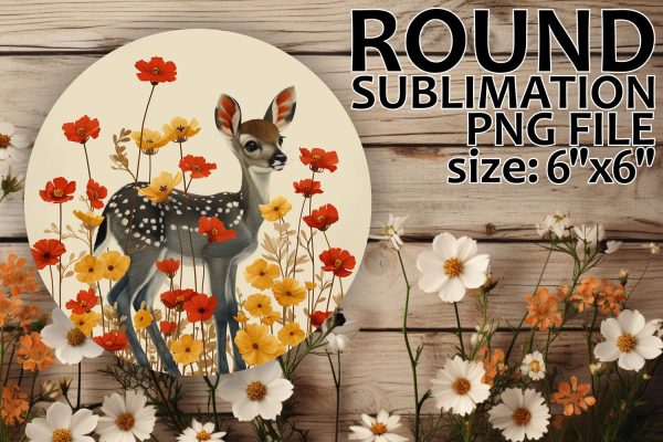 Keychain and Coaster Sublimation with Deer & Flowers For Sale