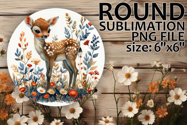 Deer with Floral Round Coaster Design Fashion