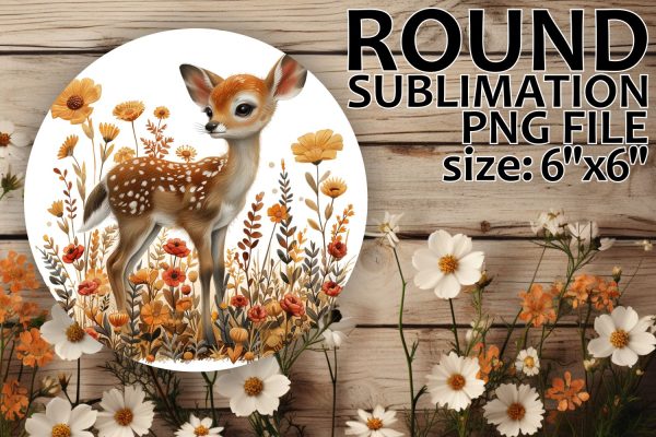 Deer with Flowers Round Ornament Keychain Design Discount