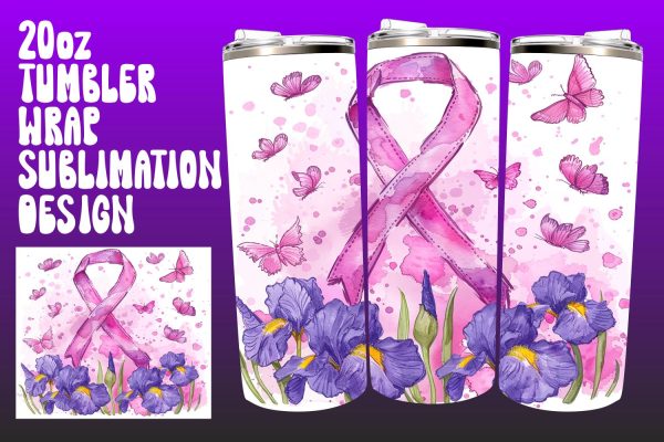 Watercolor Floral Pink Ribbon Tumbler Online Sale