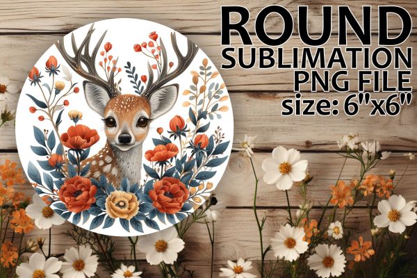 Keychain Design with Round Deer and Flowers For Cheap