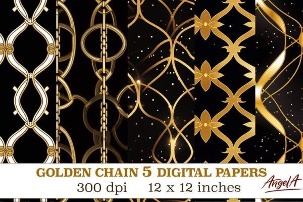 Black and gold digital paper   gold chain sublimation For Discount