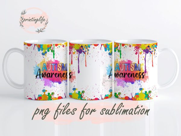 Autism Mug, Embrace Neurodiversity, Heart Rainbow Puzzle Mug Wrap Design, Instant Digital Design Download Mug Wrap Design, Mug Design PNG Cheap