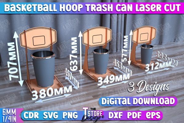 Basketball Hoop Trash Can Bundle | Mini Basketball Hoop | Office Game | CNC File Online now