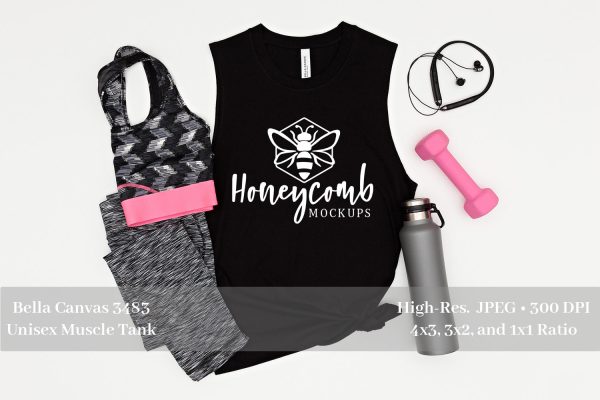 Black Bella Canvas 3483, Muscle Tank Mockup, Workout Mockup, Fitness Mockup, Sports Mockup For Discount