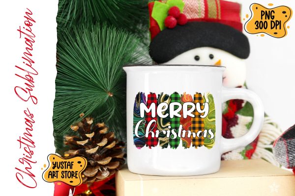 Merry Christmas brushstrokes sublimation design Cheap